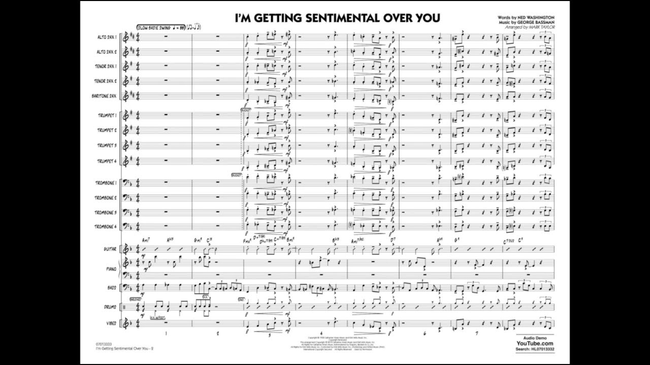 I'm Getting Sentimental Over You arranged by Mark Taylor