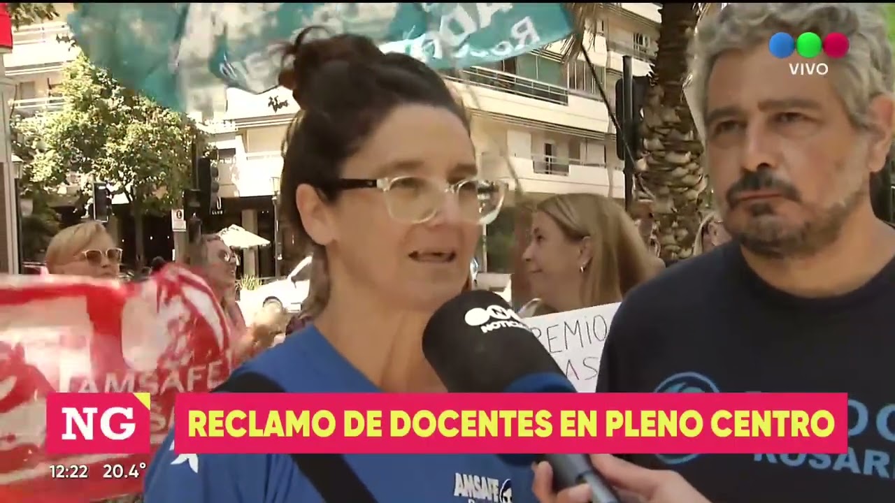 Reclamo de docentes en pleno centro - TELEFE ROSARIO
