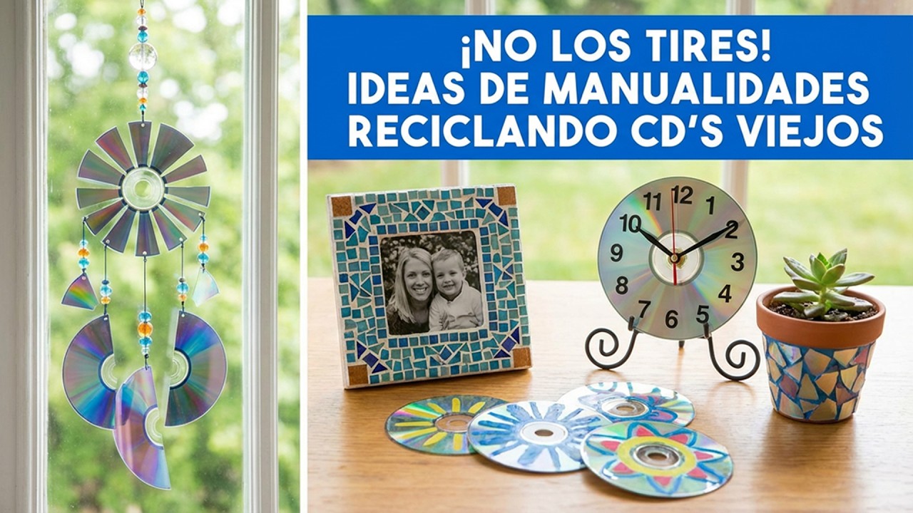 MANUALIDADES RECICLANDO CD'S ANTIGUOS QUE TIENES EN CASA