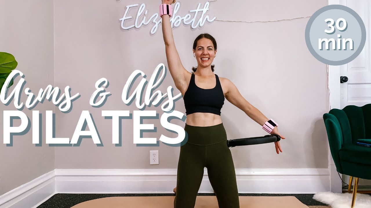 MAGIC CIRCLE ARMS AND ABS MAT PILATES // 30 min, light weights, magic circle, bala bangles, week 12