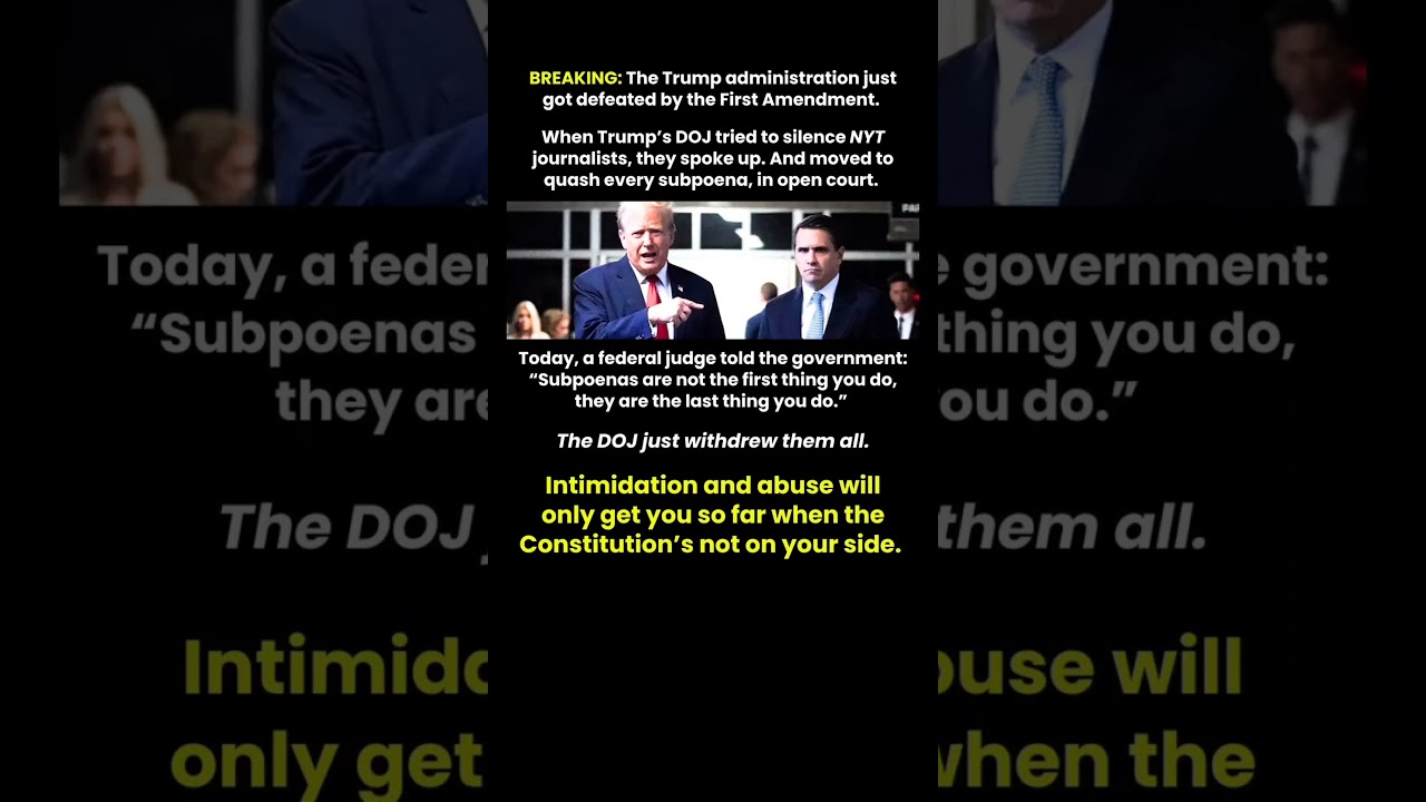 Federal Judge Rejects DOJ Subpoenas in NYT Case | Trump Administration Faces Legal Setback