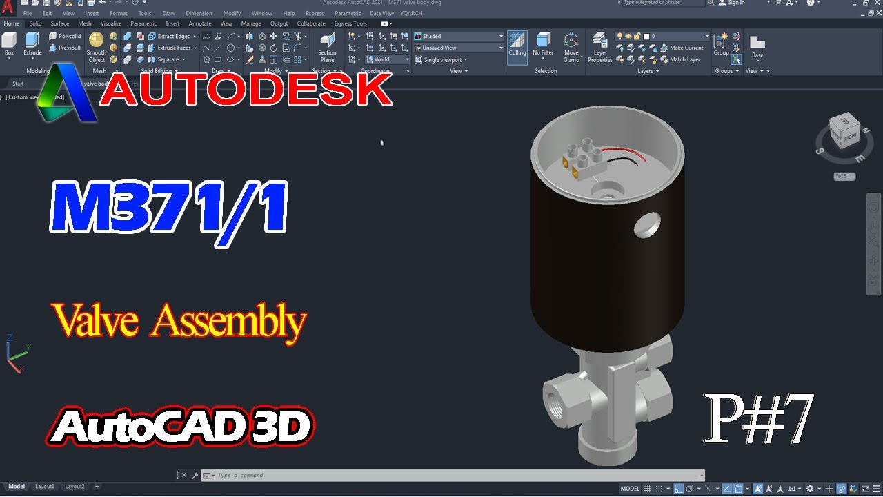 AutoCAD 3D, 3D Modeling, How to drawing Solenoid Valve Accessory, Autodesk Part#7