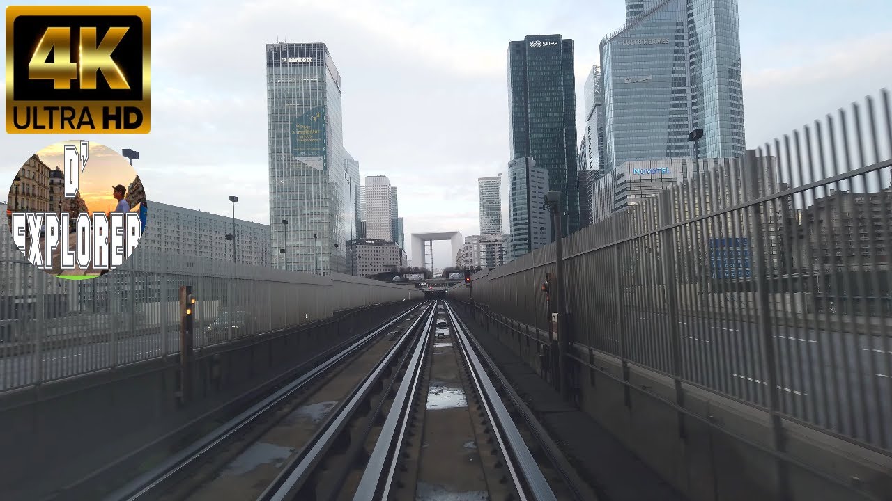 PARIS FRANCE SUBWAY-LINE 1 automatic RATP /CAB RIDE|Château de Vincennes to La Defense  2022【4K】