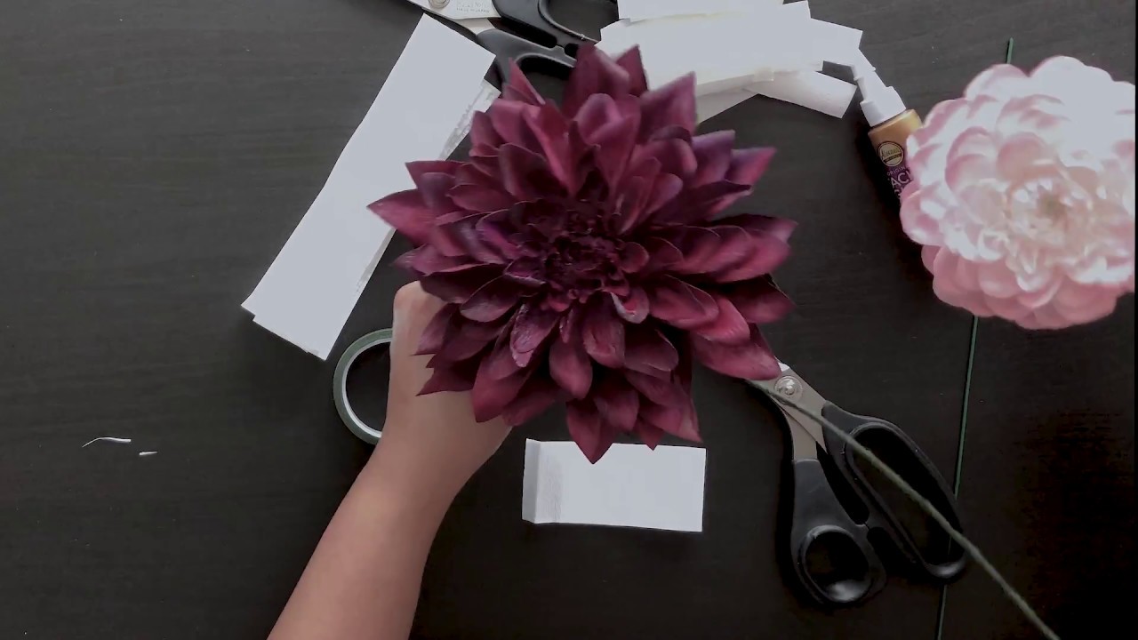 How to make a paper flower dahlia