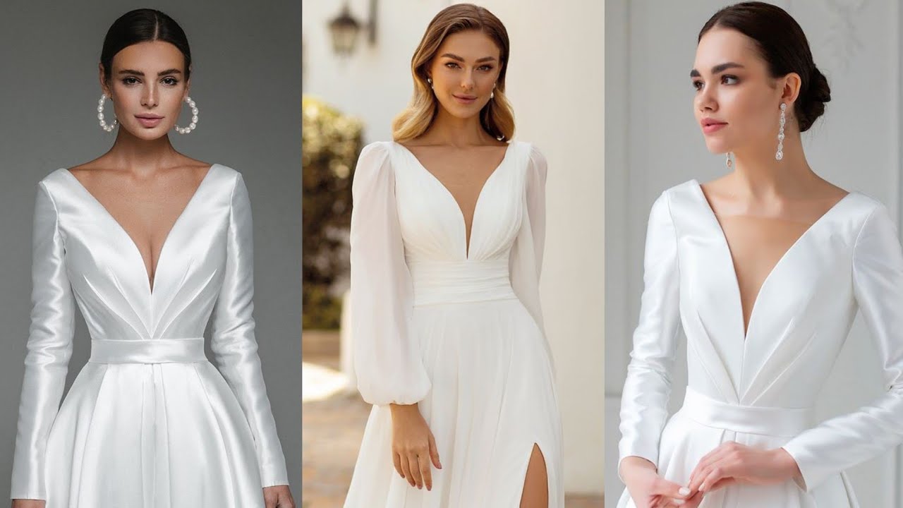 The Most Beautiful V-NECK Wedding Dresses