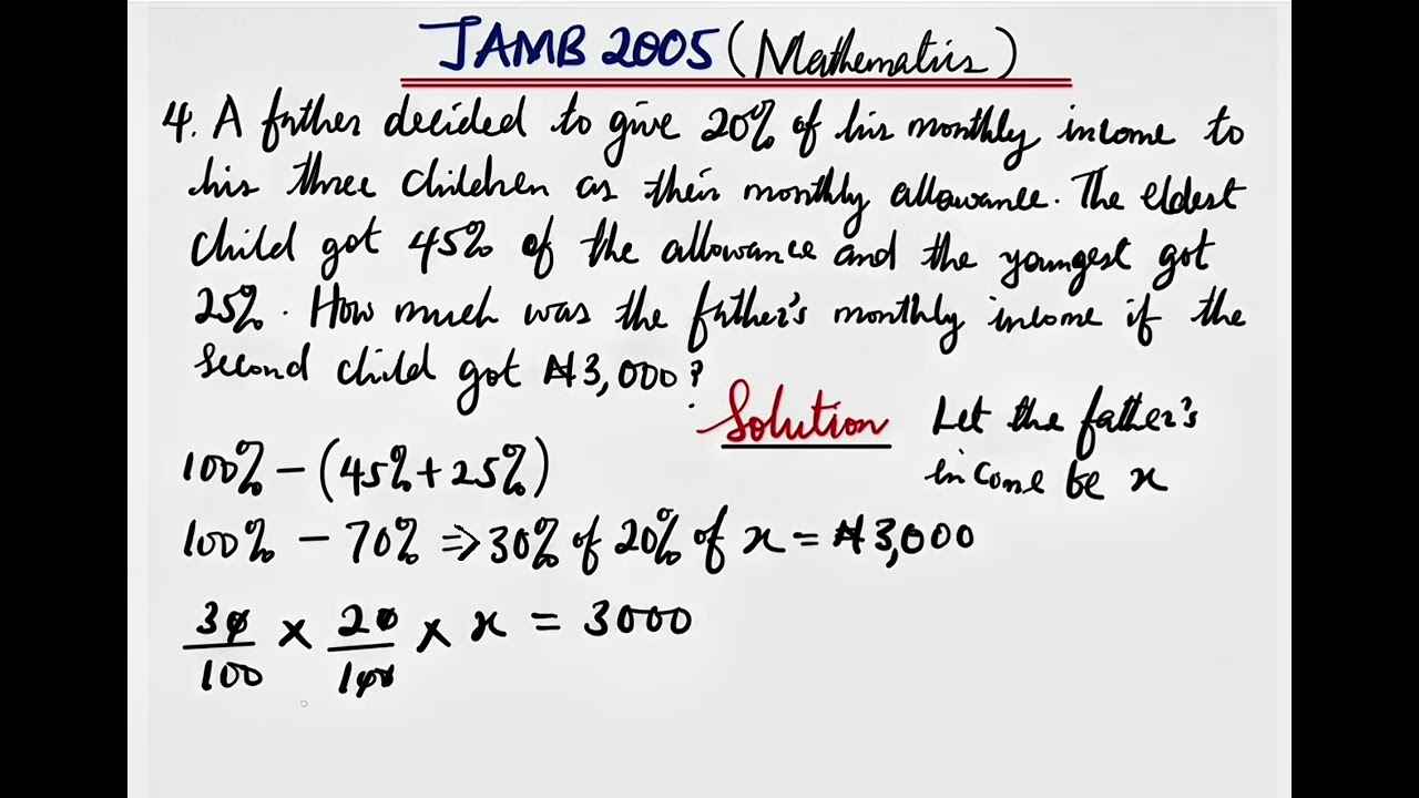 Question 4 | JAMB 2005 | Mathematics