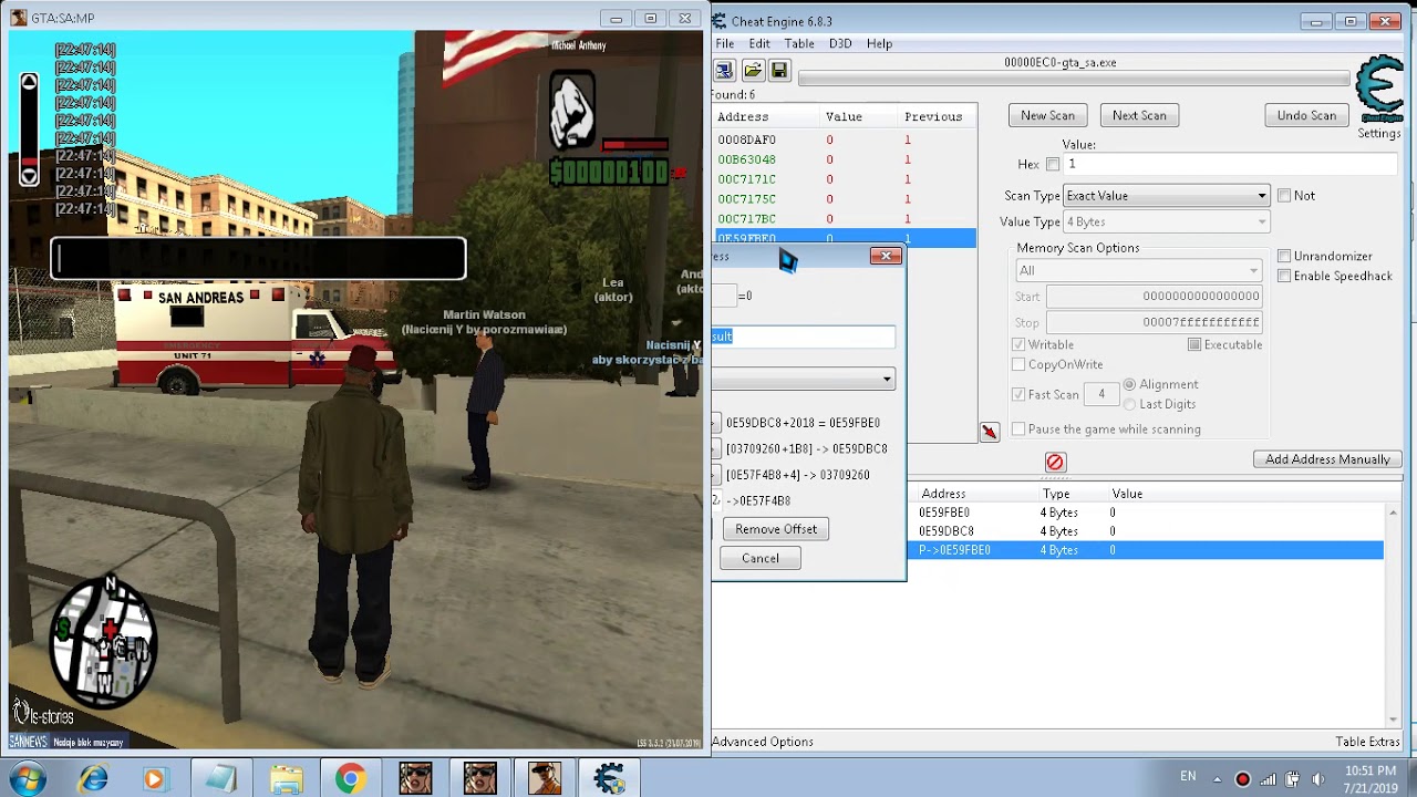 [SA:MP] Cheat Engine - find textdraw exist and text pointers