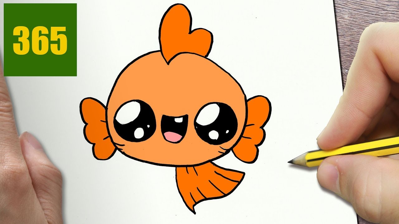 hur man ritar FISK KAWAII STEG FÖR STEG - kawaii ritningar lätt