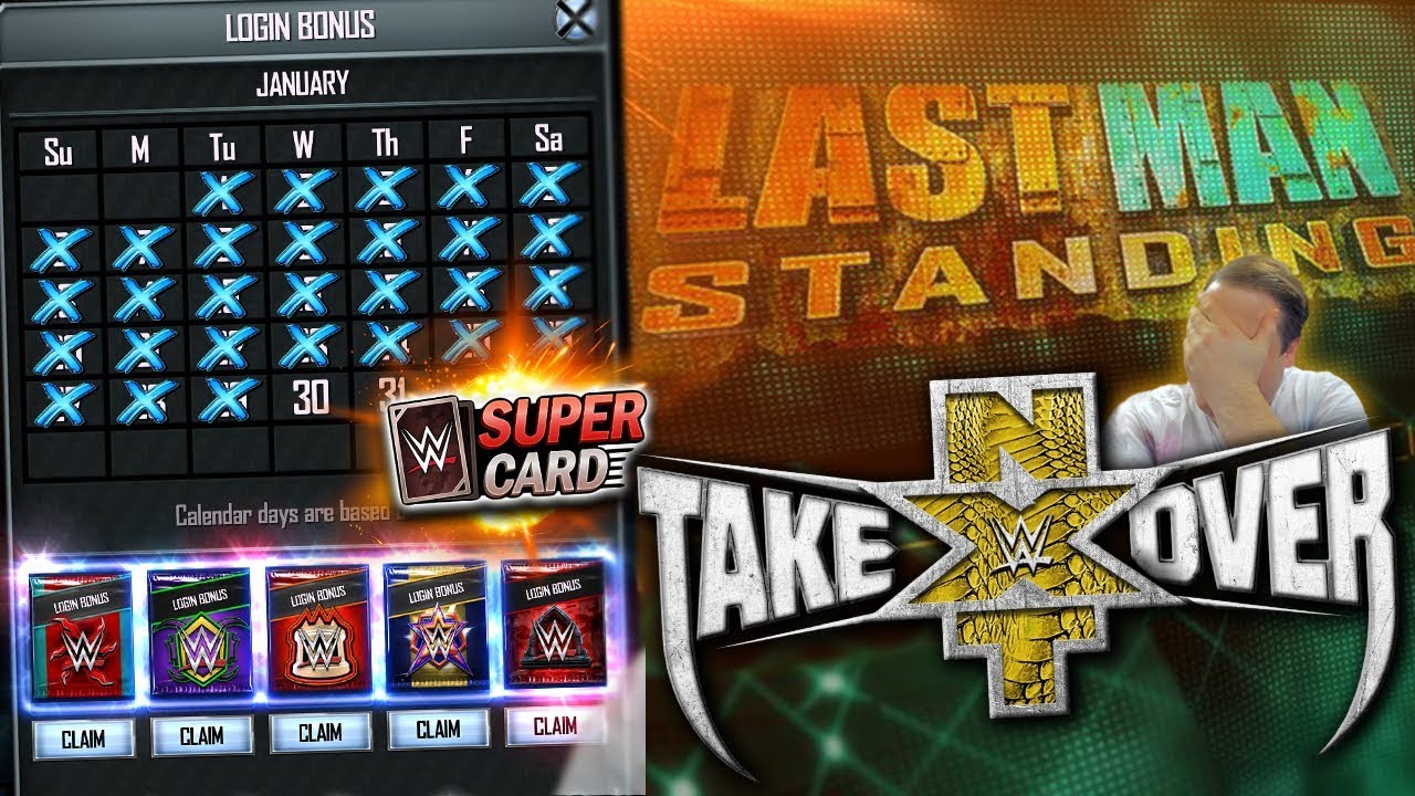 Last Man Standing TAKEOVER!! Login Bonus Pack Opening! | WWE SuperCard