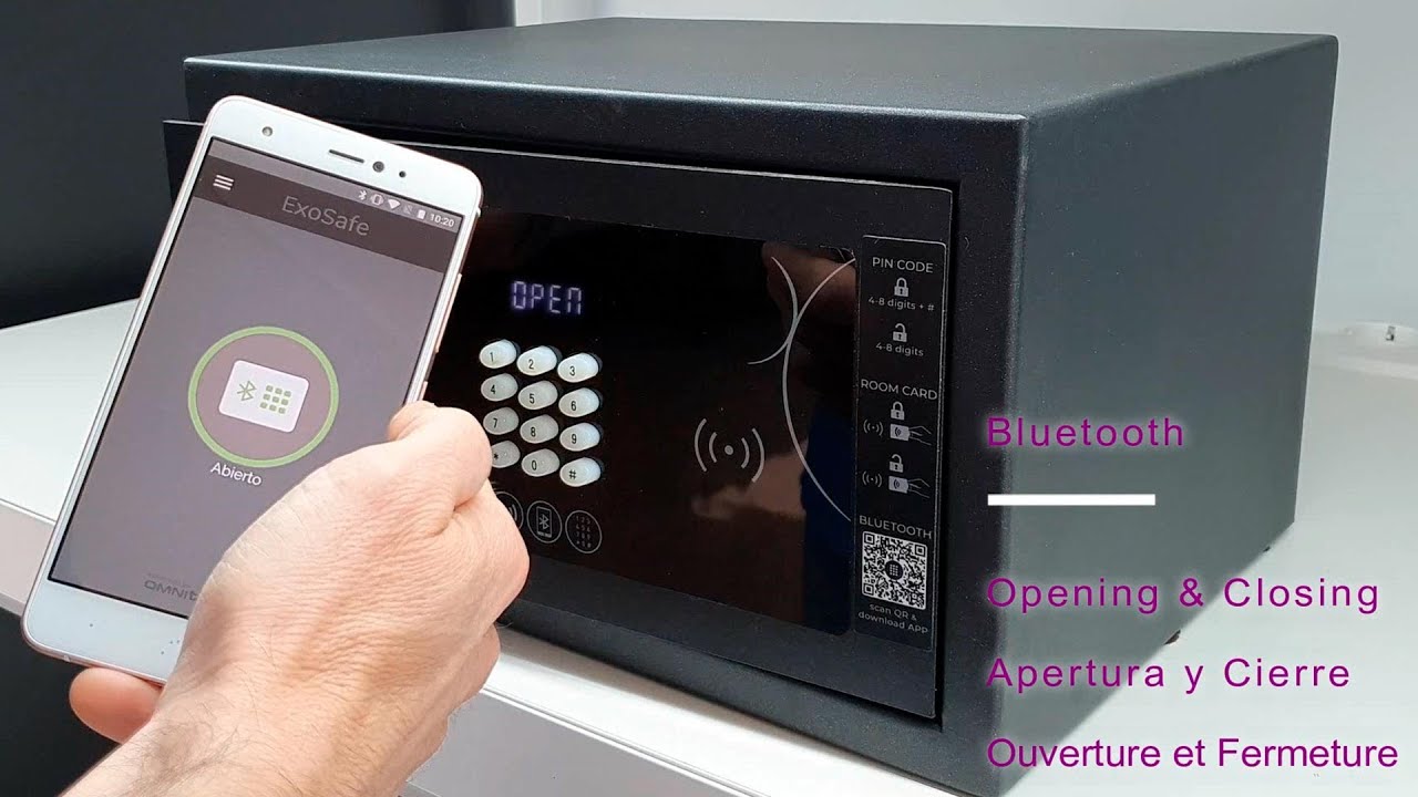 Caja Fuerte de Hotel EXO de Omnitec, con apertura y gestión Bluetooth.