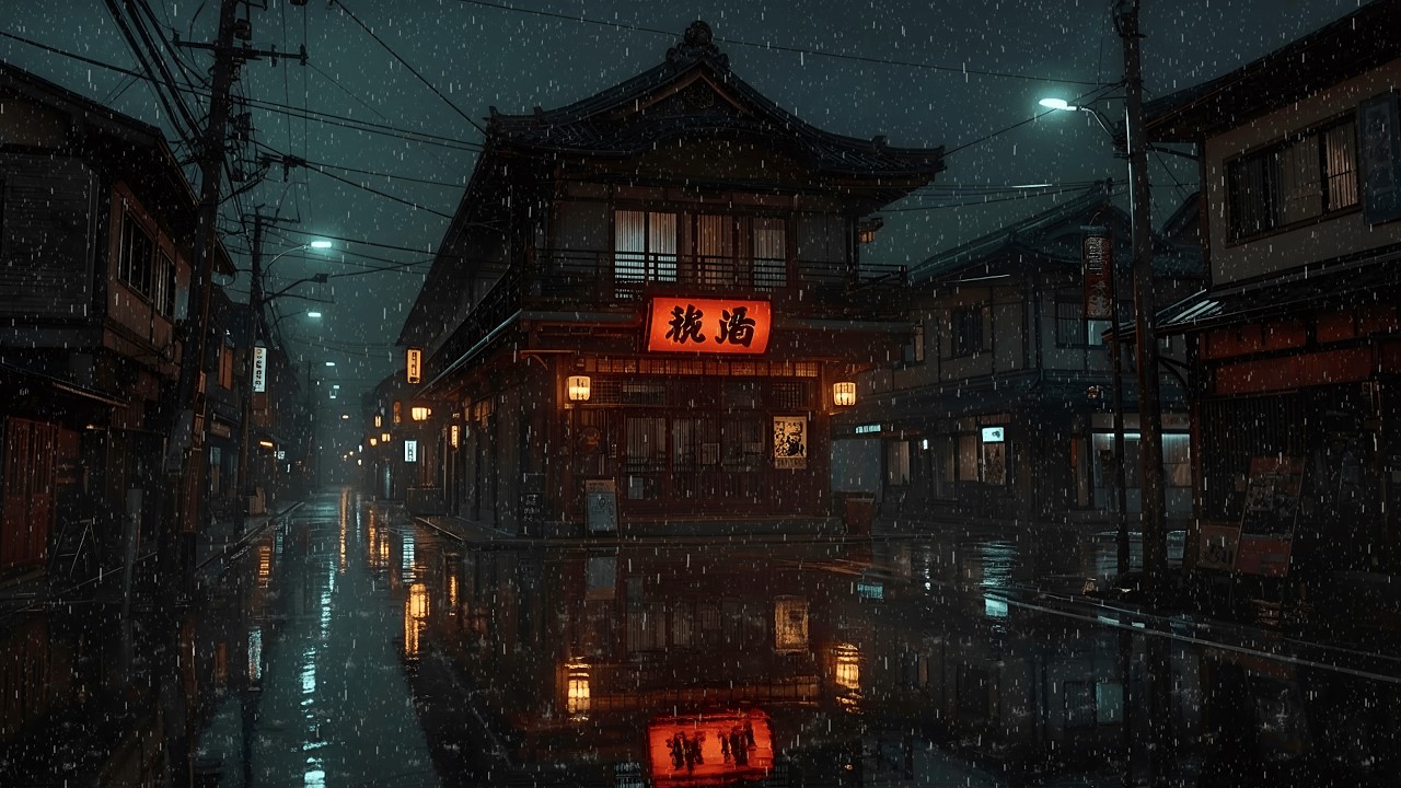 Midnight Rain on Kyoto Street in the 90s 🌧️ Calm Lofi Music For Relax, Sleep & Late Night Focus