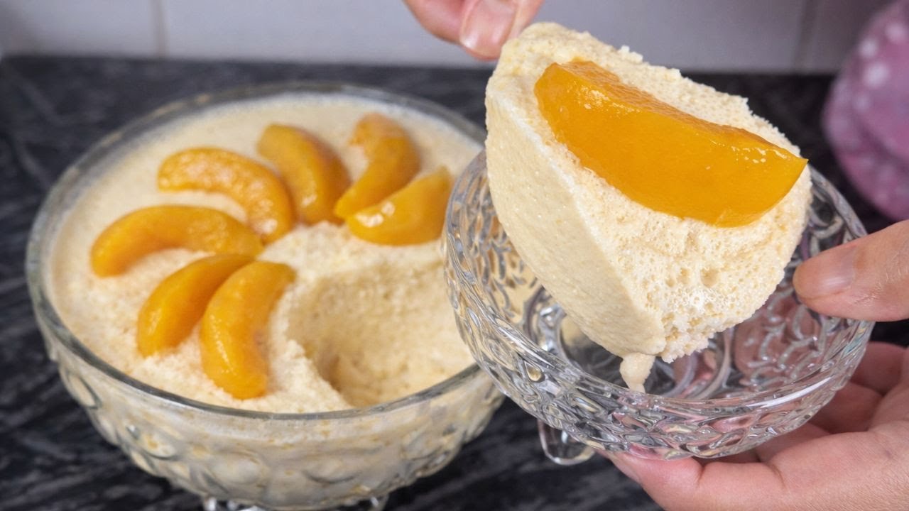 Bata Pêssego no Liquidificador e Faça Essa Sobremesa Gelada Cremosa Sem Forno