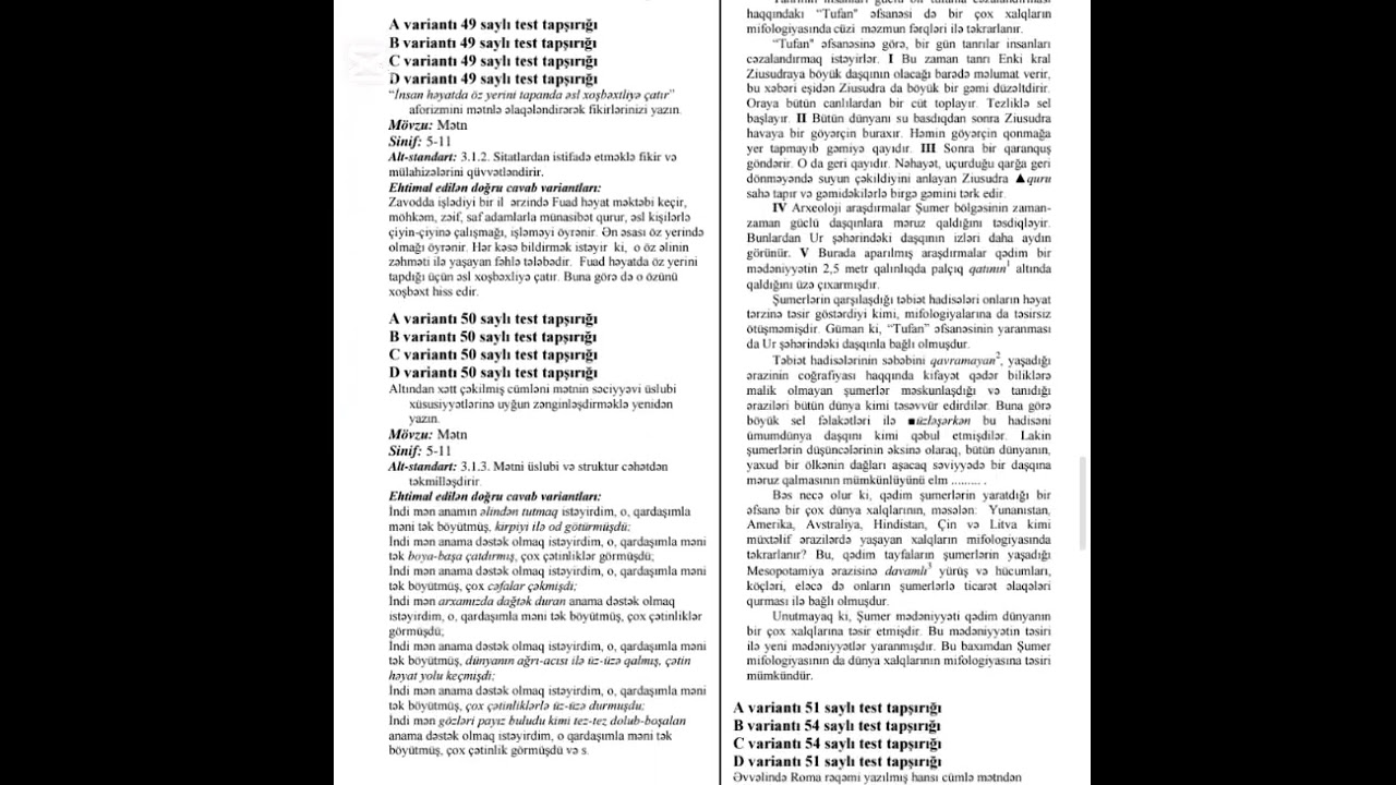 9 mart 2026 ci il11 ci sinif buraxılış imtahani cavablar ve yoxlanilmasi# imtahan# education 