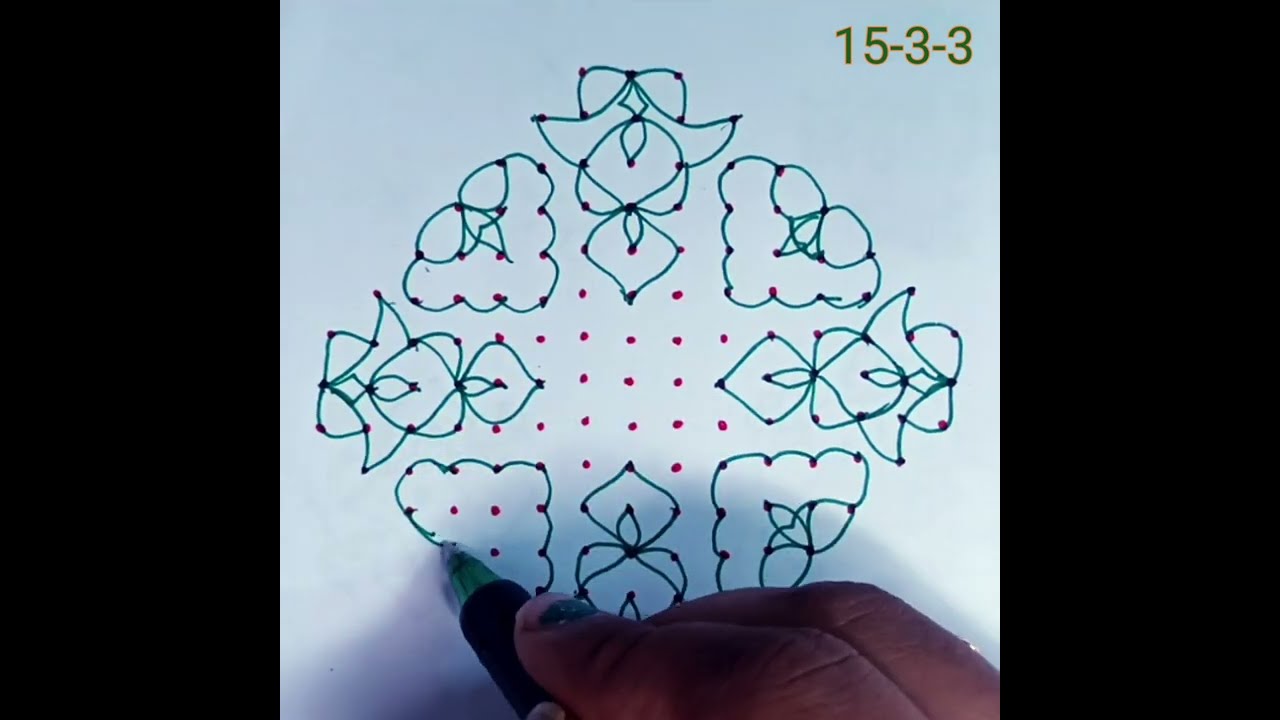 Dots rangoli 2 easy rangoli designs #rangoli #indianrangole #muggulu #kolam 