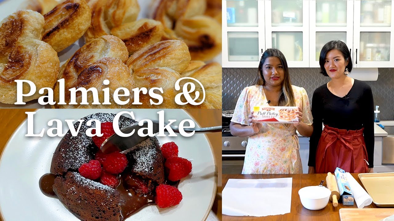 EASY ROMANTIC DESSERTS anyone can make | How to make PALMIERS and CHOCOLATE LAVA CAKE at home
