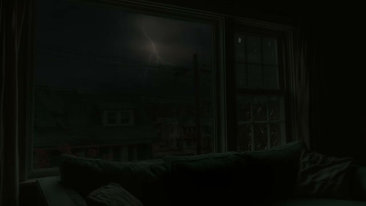 Lying on Sofa by the Window | Relaxing Thunderstorm & Rain Sounds for Deep Sleep