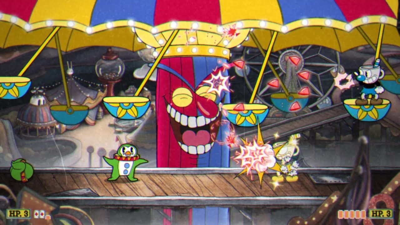 CUPHEAD Co-op Boss Fight #8 - Beppi The Clown (NO DAMAGE)