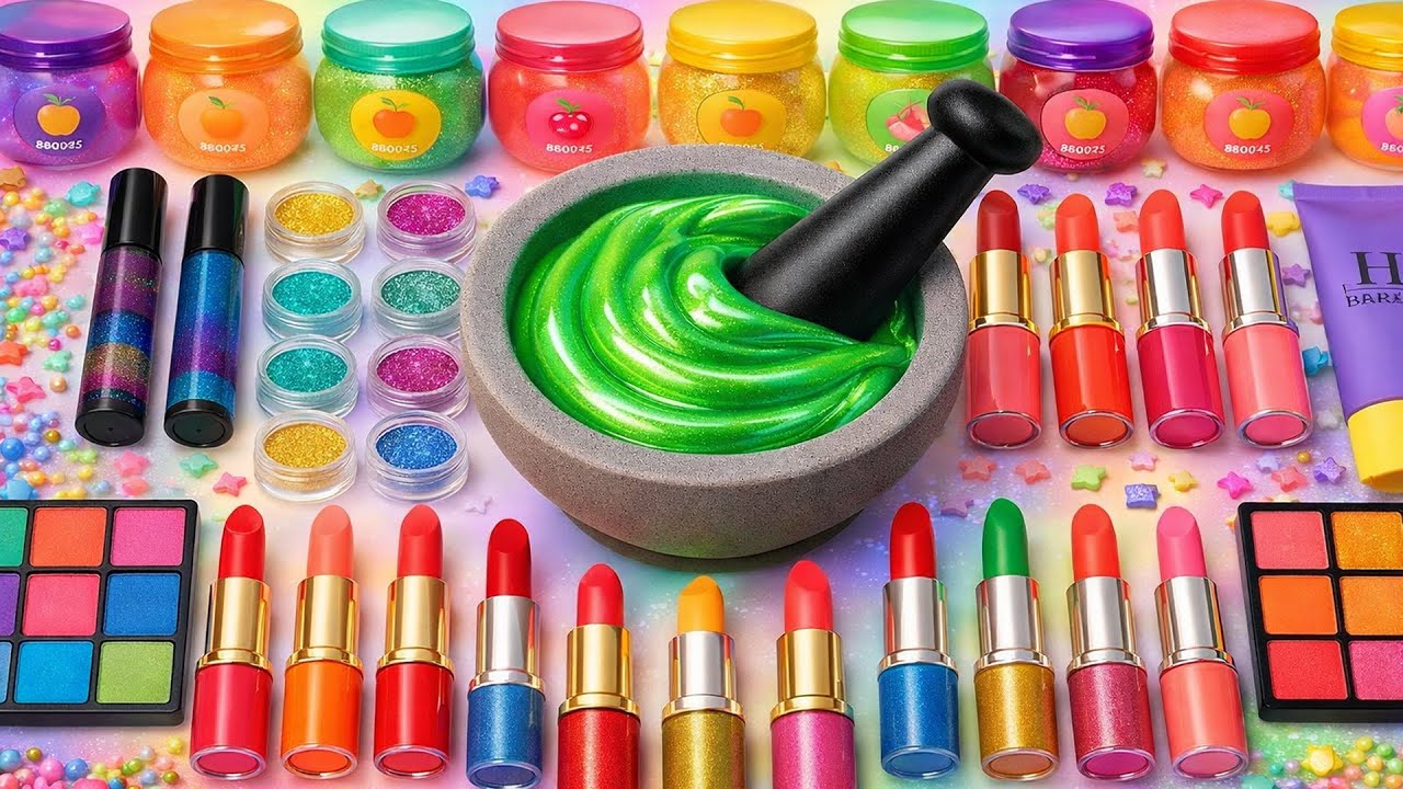 Satisfying Slime ASMR Video | DIY Making Crushing Pink Slime Mixing Makeup Glitters Toothpaste