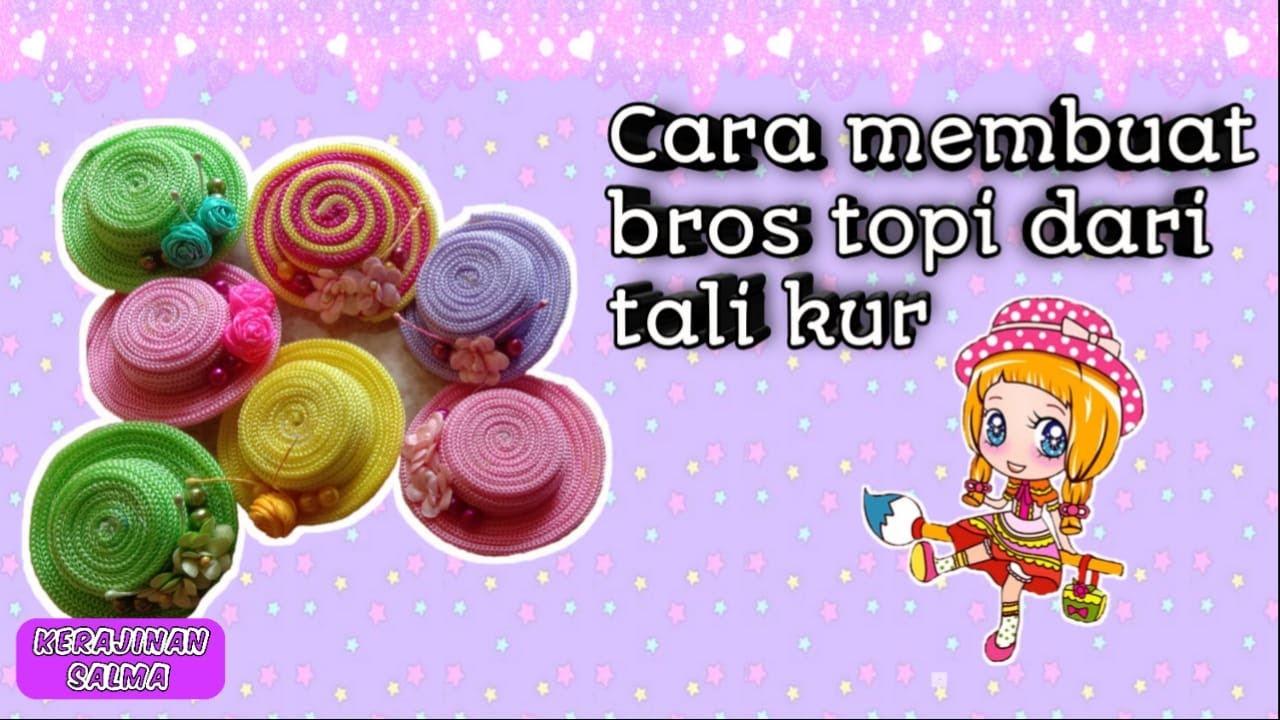 DIY Kerajinan Tali Kur || Cara Membuat Bros Topi👒 dari Tutup Botol & Tali Kur