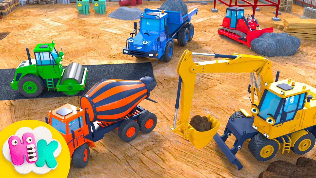 Stroje na Stavenisku 🚜 Poč&uacute;vajme Zvieratk&aacute; 🏗️ Siln&eacute; Stroje v Akcii 🚛 Pesničky pre Deti | HeyKids