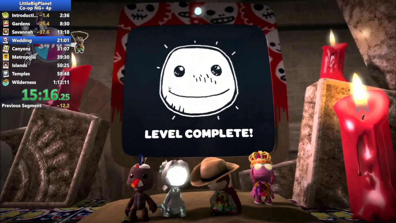 LittleBigPlanet Speedrun 4p Co-op (1:01:45) w/ fritt, Sadd & Liam