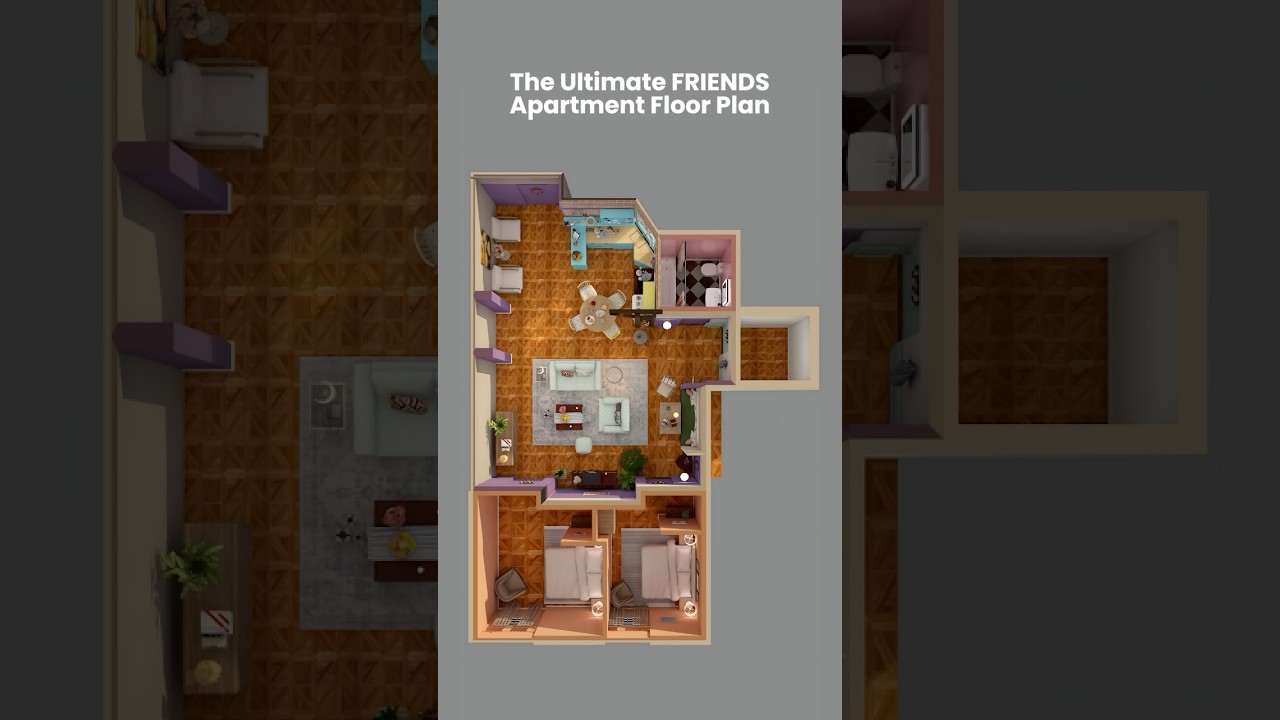We designed MONICA&rsquo;S apartment in 3D #floorplan #friends #homedesign
