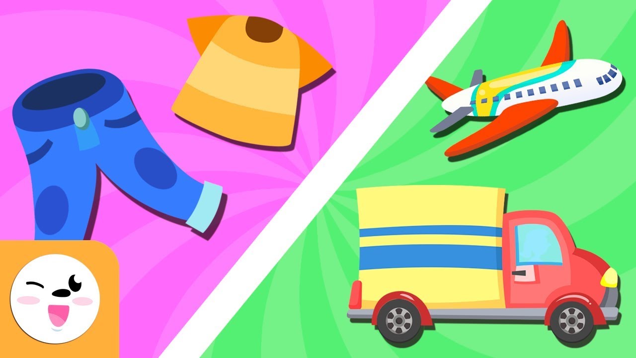 Los medios de transporte y la ropa para niños | Vocabulario en español | Nuevas palabras para niños