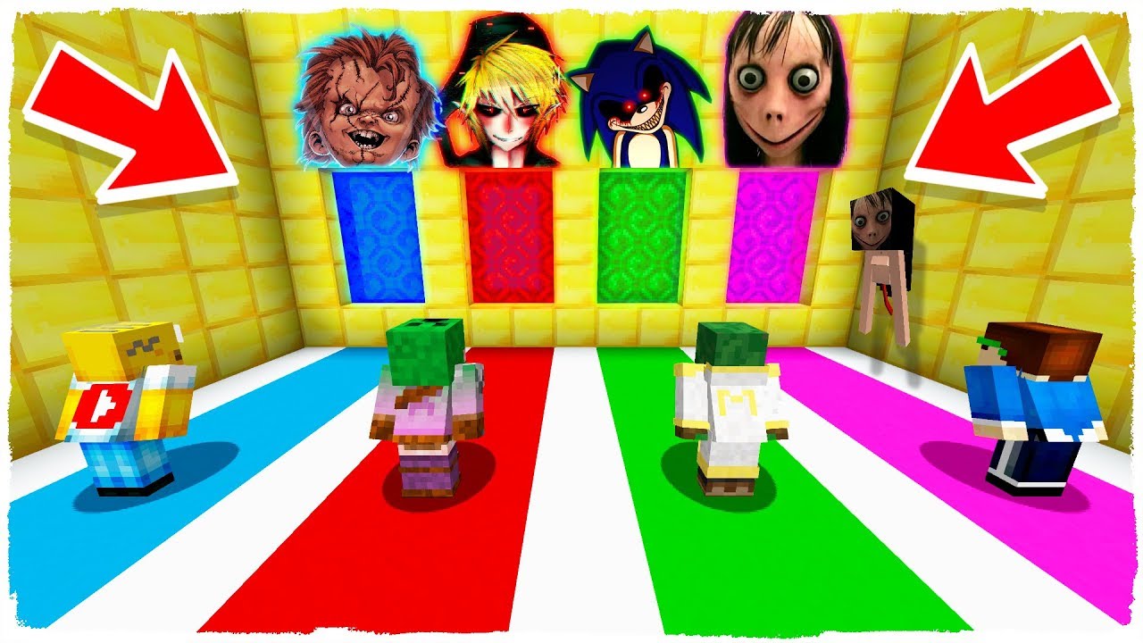 ¡NO ELIJAS LA DIMENSIÓN EQUIVOCADA! Momo, Chucky, Sonic.exe y Ben Drowned en Minecraft