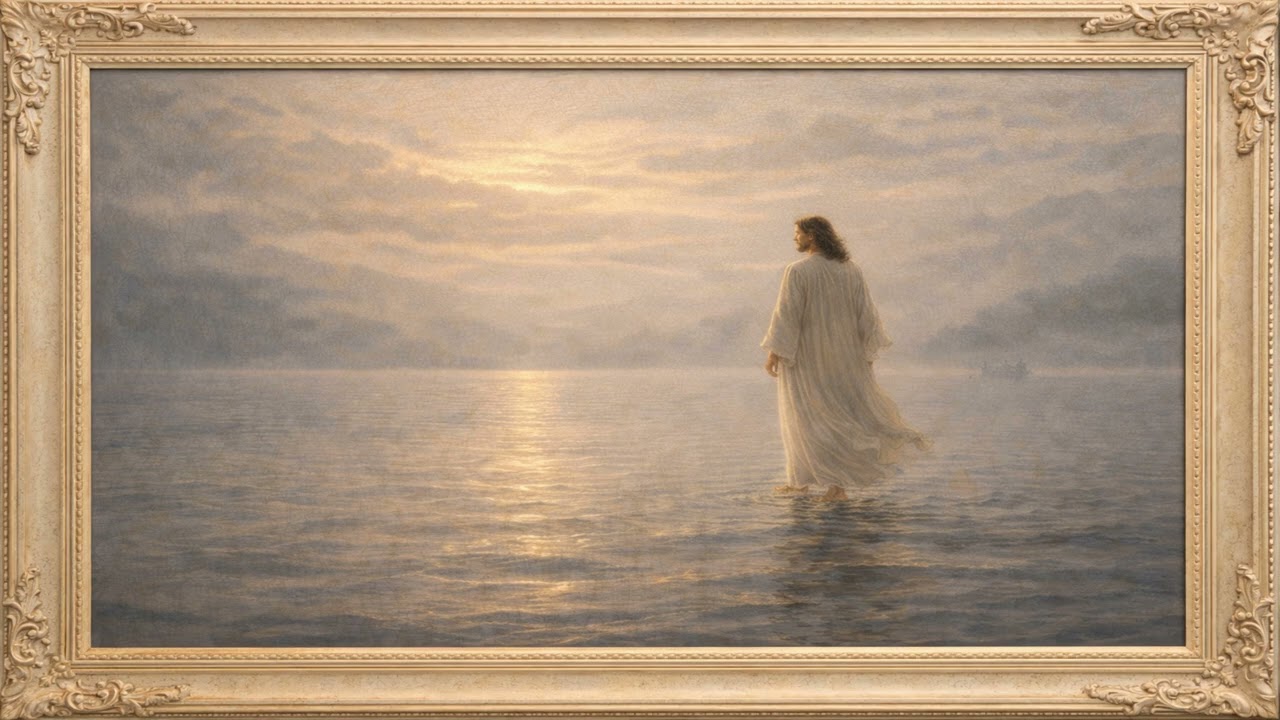 Jesus Walking On Water Christian Aesthetic Frame TV Art Decor 4k Screensaver
