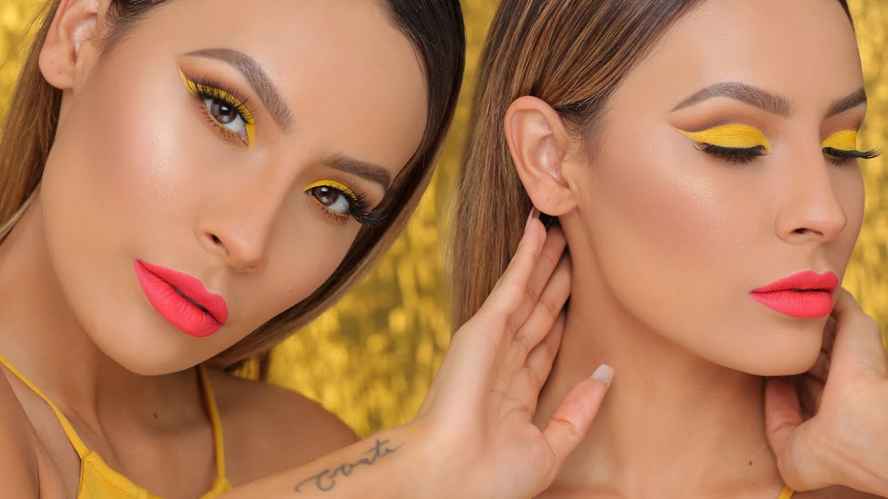 PIKACHU YELLOW CUT CREASE W/ BOLD LIP | DESI PERKINS