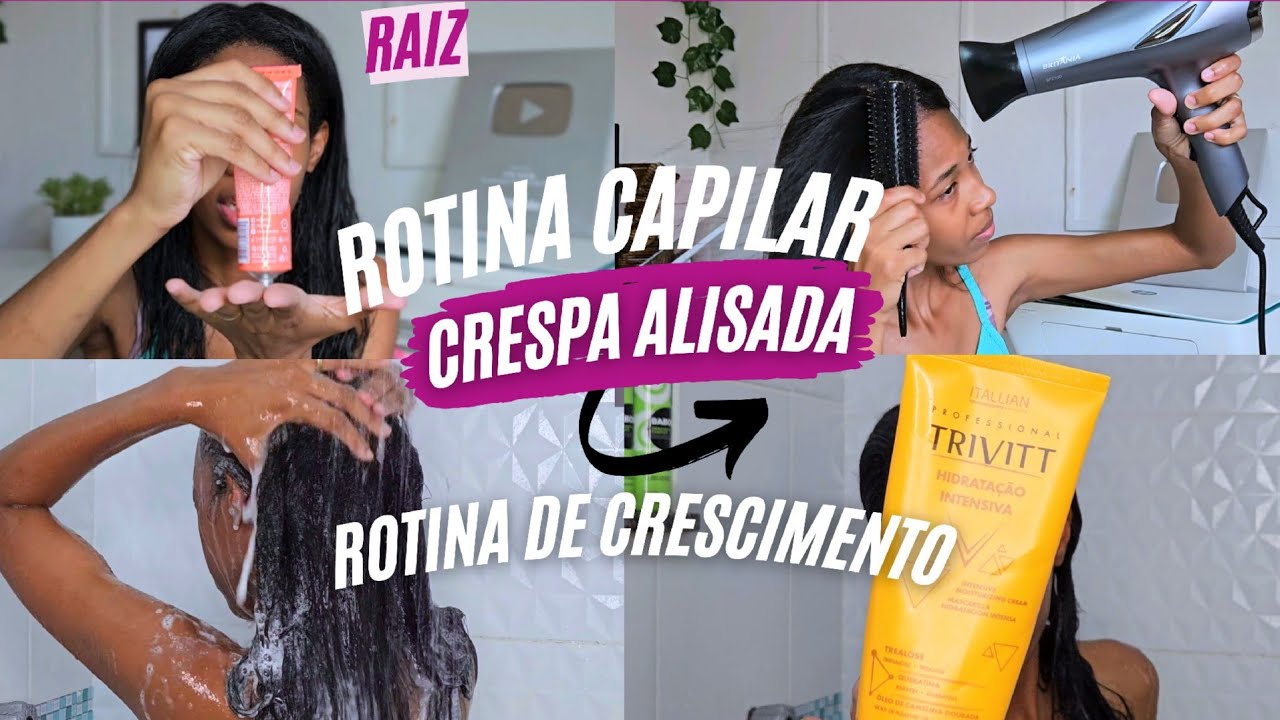 ROTINA CAPILAR CRESPA ALISADA + COLÁGENO! Rotina de CRESCIMENTO!!