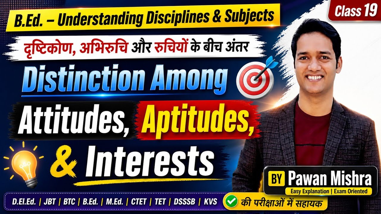 Distinction among Attitudes, Aptitudes and Interests | मनोवृत्तियाँ, अभिरुचियाँ और रुचि के बीच अंतर
