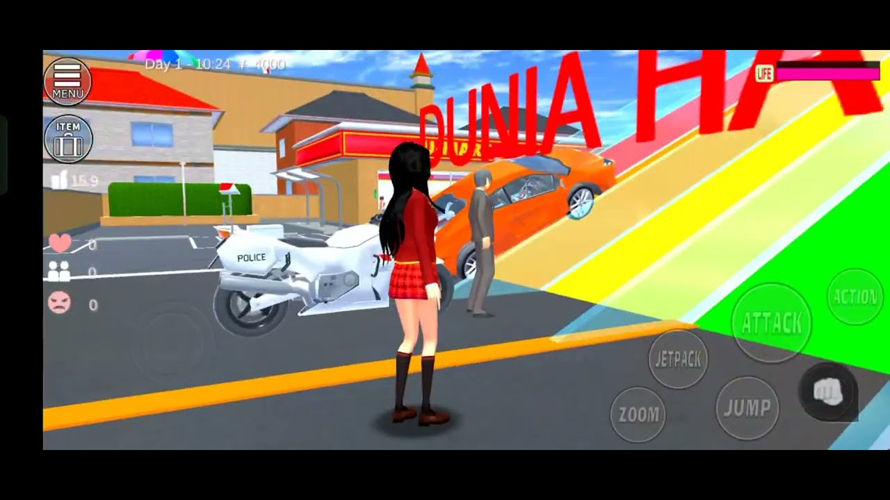 Riding bike stunts in Sakura school simulator play game 