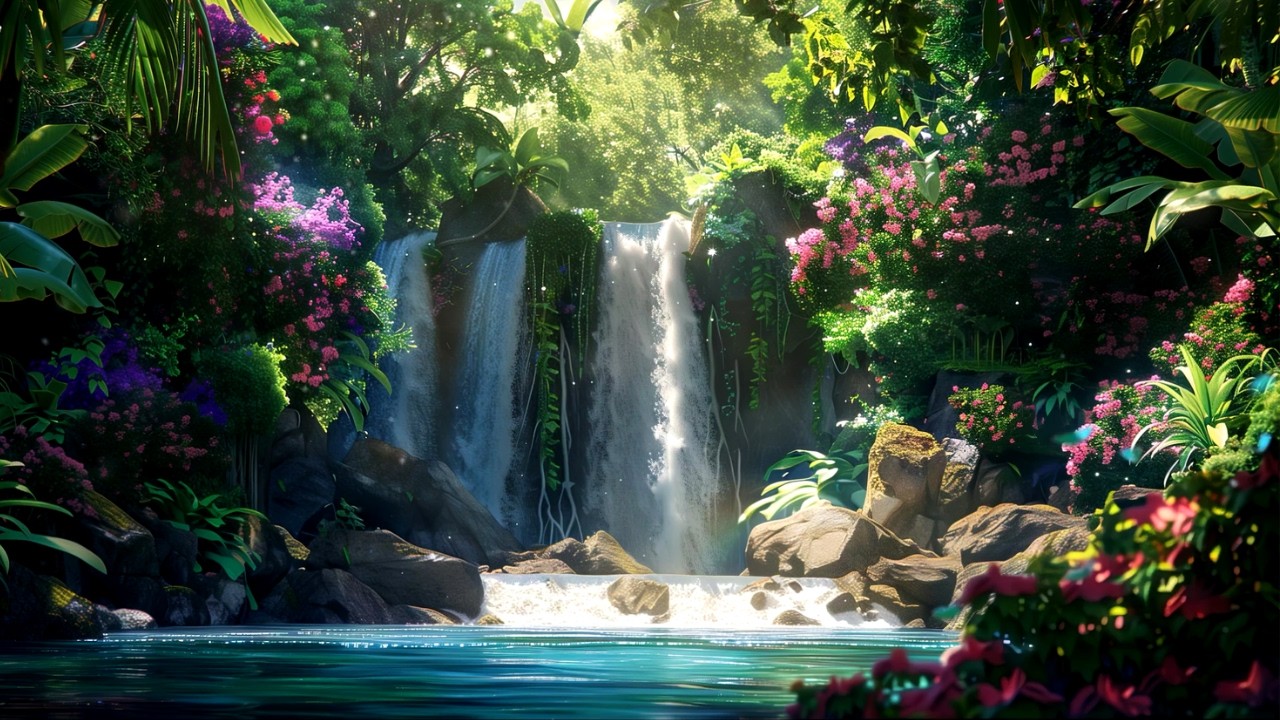 Tropical Waterfall with Birds – 4 Hours of Relaxing Nature Ambience