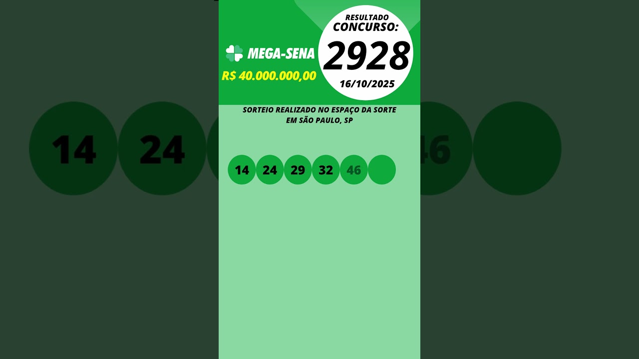 Mega Sena Resultado  Concurso 2928 16/10/2025