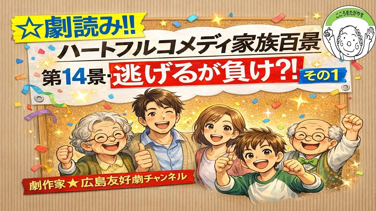 ◎劇読み‼　劇作家広島友好の人気シリーズ「ハートフルコメディ家族百景・第14景・逃げるが負け⁈」（その１）　お楽しみに～Play reading!  Heartwarming Comedy　朗読劇