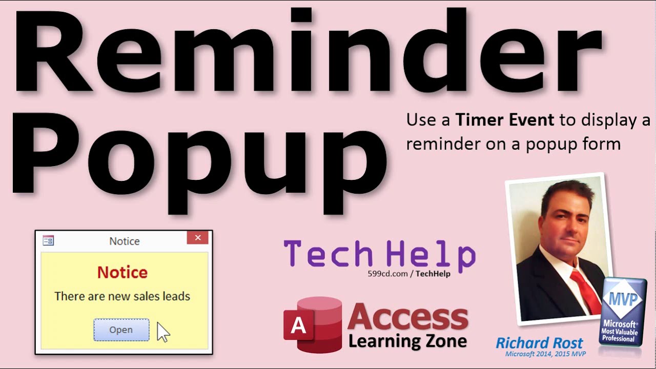 Timer Event for Reminders. Display a Popup Form in Microsoft Access at Regular Timed Intervals.