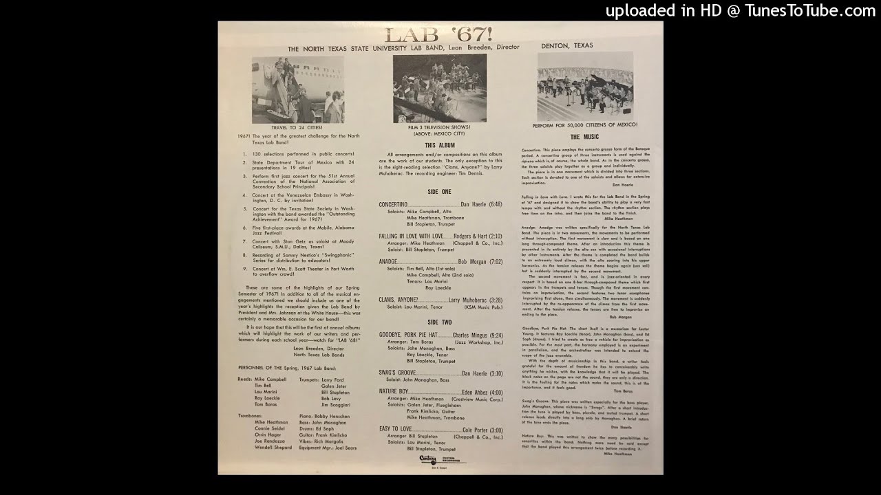 Concertino Lab '67 NTSU One O'Clock Lab Band 1967