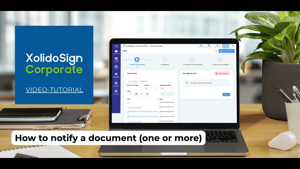 XolidoSign Corporate. How to notify a document (one or more)