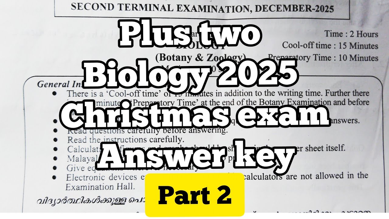 Plus two biology Christmas exam answer key 2025