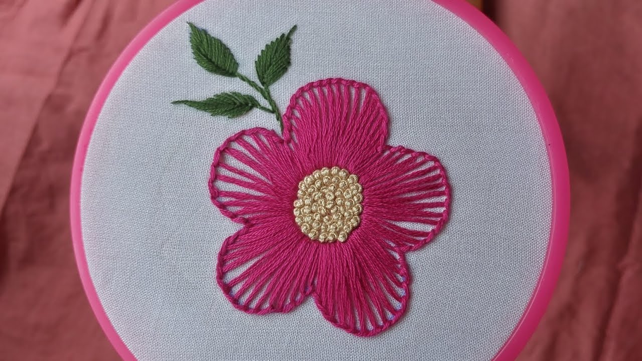 Easy flower embroidery | beginner's friendly | #viral #trending #embroidery 