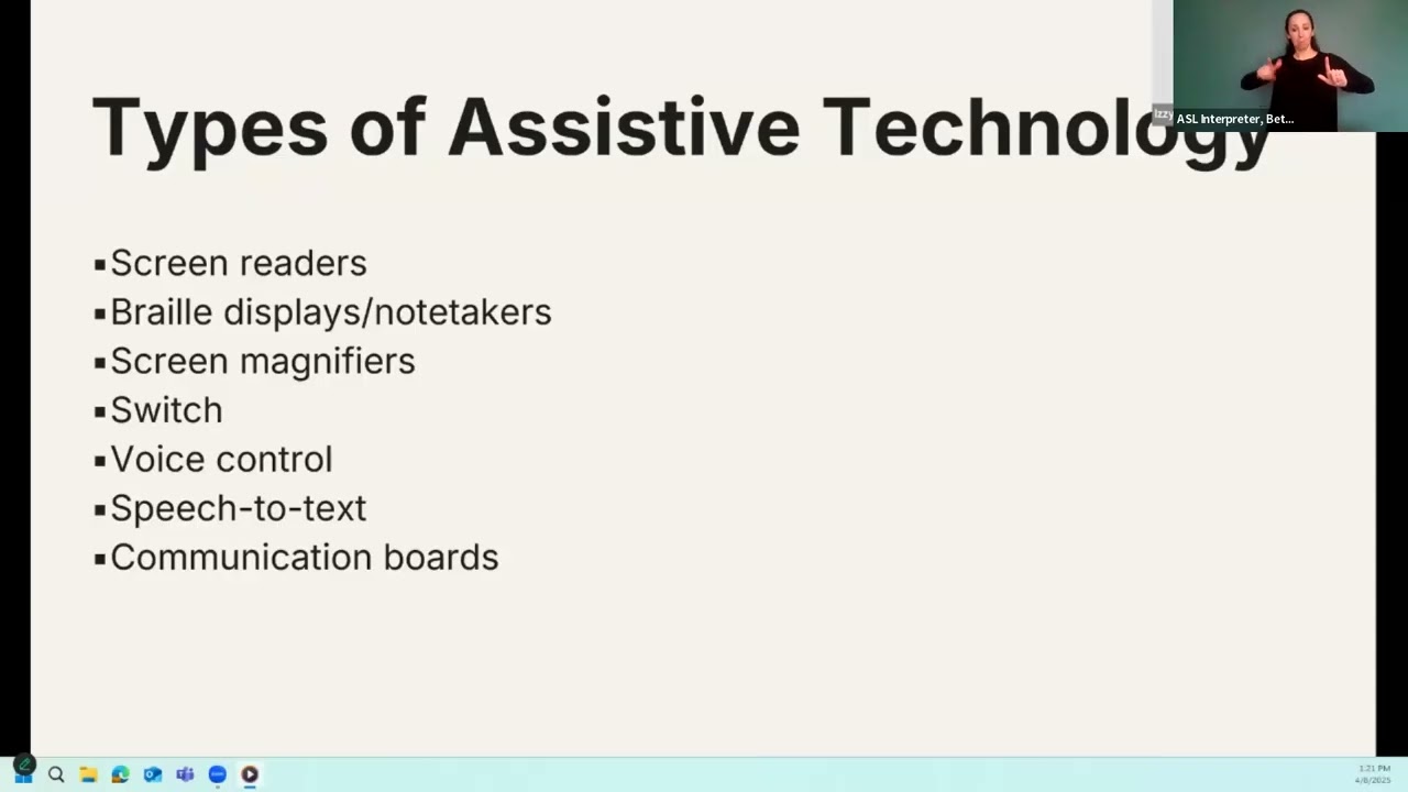 Accessibility Training Session 1: Intro to Accessibility and Assistive Technology