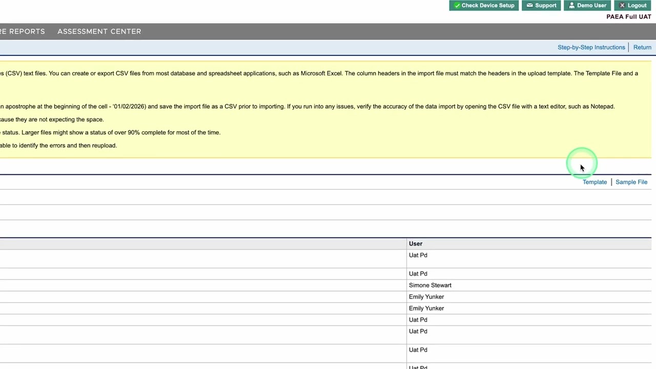PAEA Assessment Hub: Adding and Importing Student Profiles