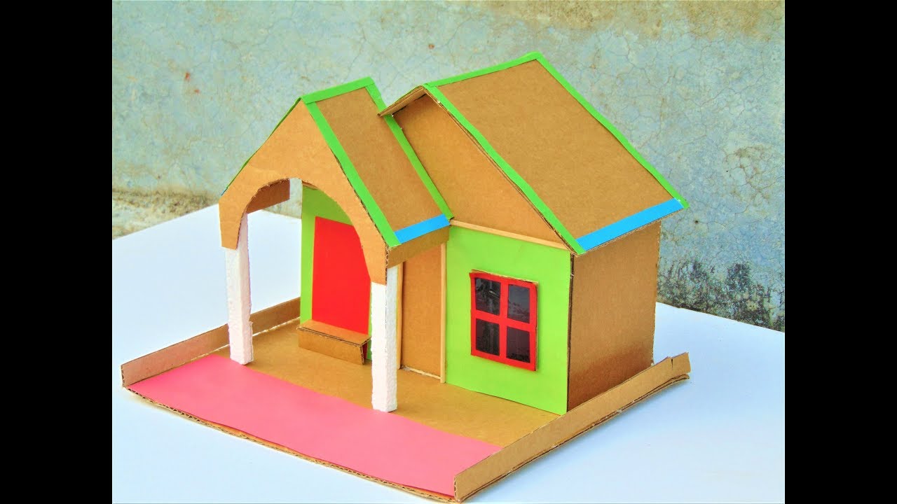 DIY || Cardboard House model - How to Make Small Cardboard House - School Project For kids