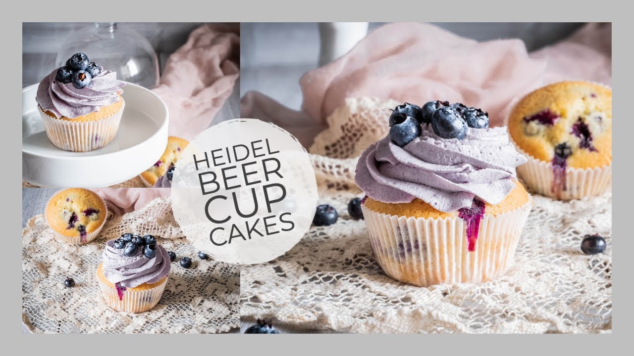 Heidelbeer Cupcakes - Blaubeer Cupcakes - Heidelbeer Topping