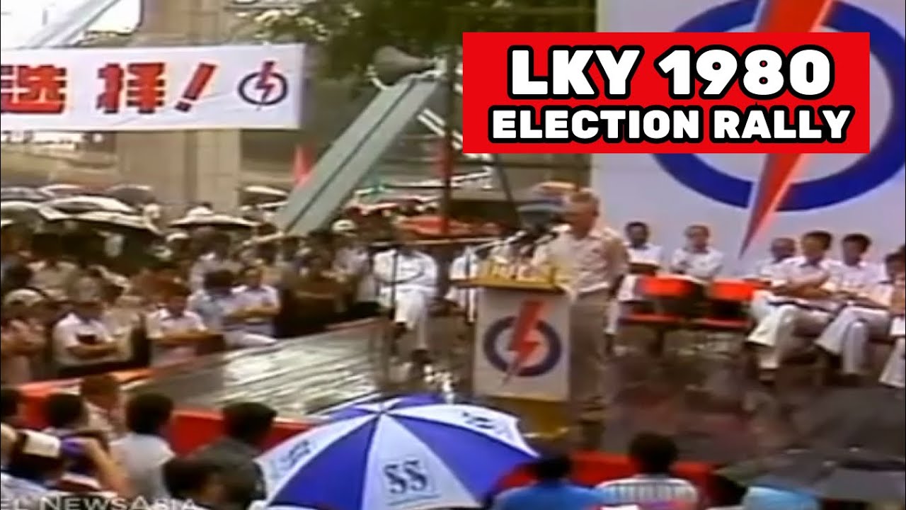 Предвыборный митинг Ли Куан Ю в поддержку партии Народной партии в 1980 году на площади Фуллертон