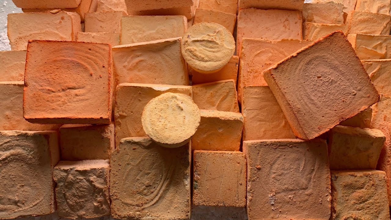 Orange(ish) gym chalk Blocks Crunchy and Soft texture Asmr Oddlysatisfying