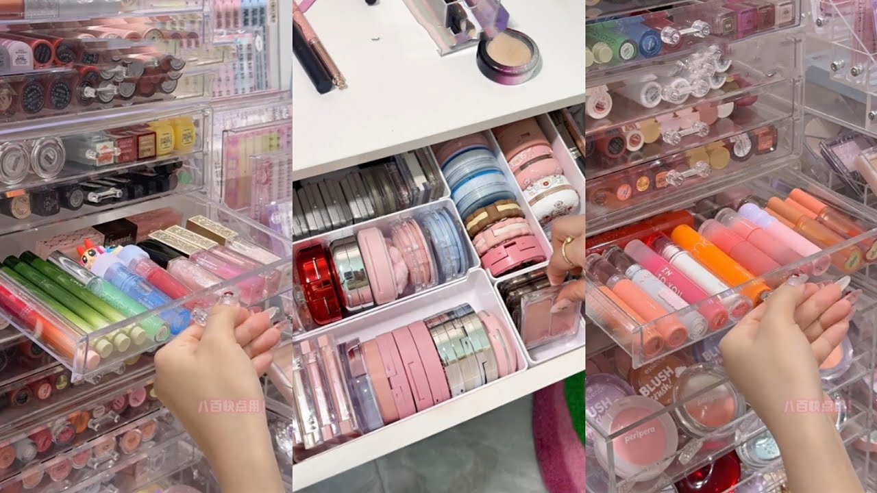 ASMR MAKEUP STOCKING & ORGANIZING VANITY 🎀 