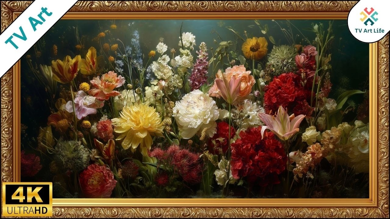 Vibrant Mixed Wildflowers Frame TV Art | Classic Botanical Screensaver | 4 Hours 4K