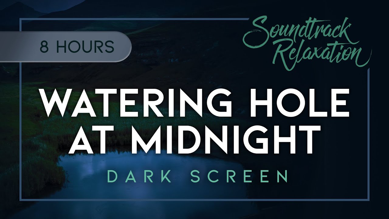 Watering Hole At Midnight (Dark Screen) - Crickets and Frogs - 8 Hours of Calming Ambience for Sleep